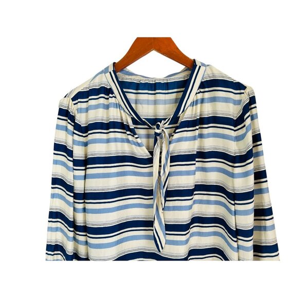 J.Crew Collection Tie-neck Silk Twill Top Blouse Preppy In Stripe - Picture 5 of 11